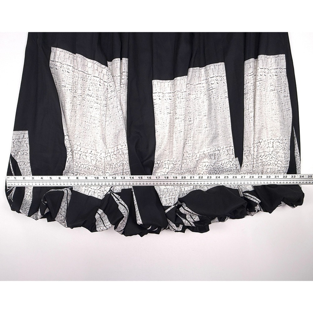 COMMENSE Maxi Skirt Womens Medium Black White Floral Side Zipper Bubble Hem 1799 - Picture 7 of 9